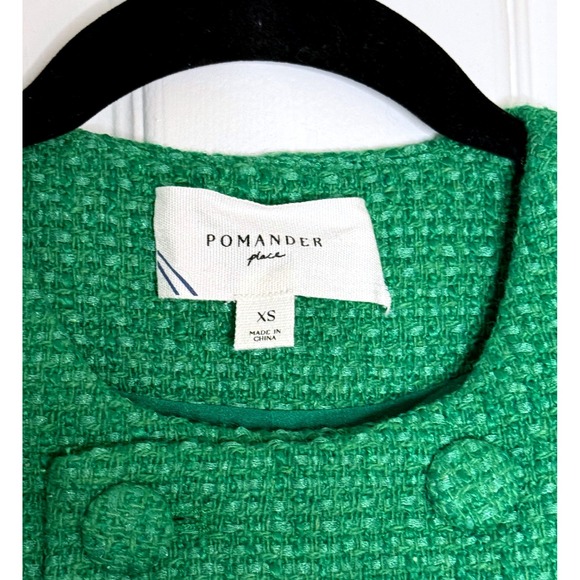 Pomander Place Green Tweed Sleeveless Double Breasted‎ Mini Dress XS - Picture 4 of 10